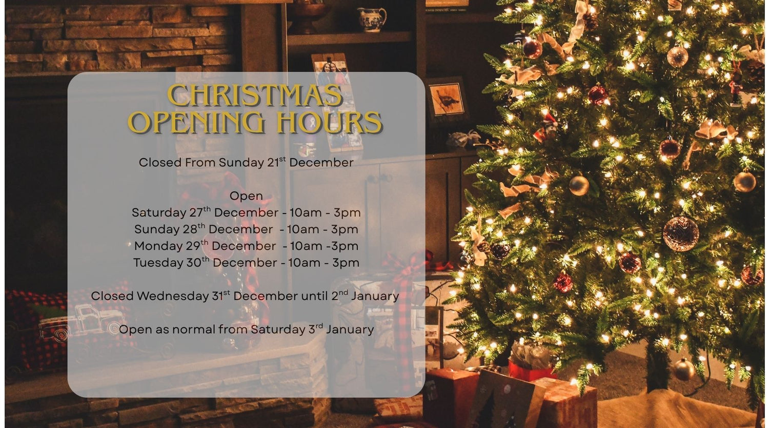 Christmas Opening Times